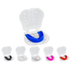 Mundschutz Gum Shield - Professioneller Mundschutz Slim Fit mit Tasche für Kontaktsport, Rugby, Kampfsport, Judo, Karate, Rugby, MMA, Boxen, Hockey, Fußball (Blau, Junior(<11)) Junior(<11) Blau