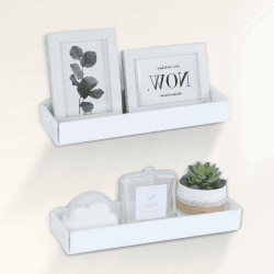 OTraki Wandregal Weiß 2 Stück Ohne Bohren Schweberegal 31cm Acryl Regal Zum Kleben Multifunktional Hängereg für Küche Wohnzimmer Badezimmer