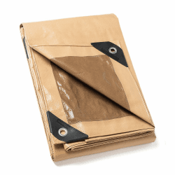 GUARD SHIELD Abdeckplane mit Ösen Wasserdicht 3m x 6m Beige/Khaki Multifunktionale Polyester-Plane 120g/㎡ Gewebeplane Schutzplane Allzweckplane, Reißfest, UV-stabilisiert Beige/Khaki 3x6 m