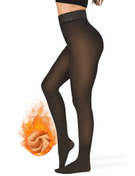 KBVOT Thermo Strumpfhose Damen Winter Gefütterte Thermostrumpfhosen Fleece Wärme Dicke Strumpfhosen Durchscheinend Pantyhose High Waist Dicke Leggins Schwarz Strumpfhose Fake-Transparenz M