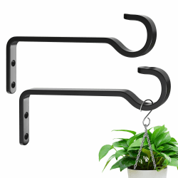 saffruff 2er-Pack 15.2cm wandhaken für blumenampel,Pflanzenhalterung Blumenampelhalter,Hängepflanzenhalter aus Eisen zum Aufhängen von Pflanzen im Freien, Pflanzenwandhaken, Laternenhaken 15.2 CM