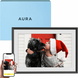 Aura Carver Intelligenter digitaler Bilderrahmen 10,1 Zoll HD WLAN Cloud Digitaler Fotorahmen, Kostenloser unbegrenzter Speicherplatz, Fotos von überall aus senden – Gravel with White Mat Carver - Gravel with White Mat