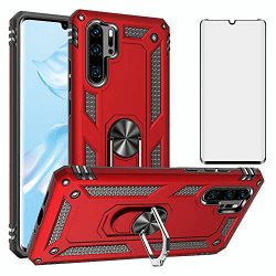 Asuwish Handyhülle für Huawei P30 Pro Hülle mit Glas Folie Schutzfolie und Magnetisch Ring Ständer Handyhüllen HuweiP30Pro Hawaii P 30 P30Pro VOG-L29 Slim Handy Hüllen Schutzhülle Phone Case Rot for P30 Pro Rot