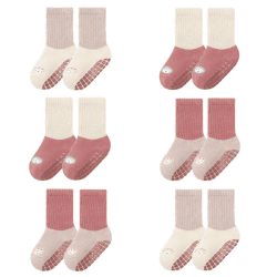 FedMois 6er Pack Baby Kleinkinder ABS rutschfeste Wintersocken dicke Thermosocken Baumwolle 3-5 Jahre Kaninchen
