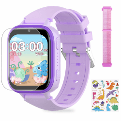 OKYUK Kinder Smartwatch mit Anruffunktion, Smartwatch Kinder mit 31 Puzzlespielen und 15 Hörbüchern, Multifunktionale Smartwatch für Kinder (Lila)