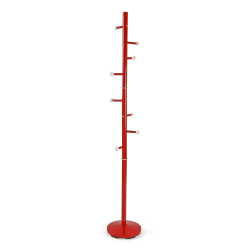 Versa Ruan Minimalistischer Garderobenständer für den Eingangsbereich, mit 9 Haken für Kleidung oder Taschen für die Halle, Maßnahmen (H x L x B) 173 x 28 x 28 cm, Metall, Farbe: Rot