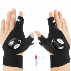1 Paar von 2 LED Taschenlampen Handschuhe als Weihnachten Geschenk Outdoor Angel Handschuhe und Schraubendreher für Reparieren und Arbeiten Männer/Frauen Werkzeuge Gadgets für Handwerker