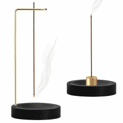 2-in-1 Räucherstäbchenhalter,Handgefertigte Holz Rund Basis Räucherstäbchen Halterung,Räucherstäbchen Halterung mit Kegel Spule,9 Loch Incense Holder Räuchergefäß für Meditation Yoga Heimbüro Deko