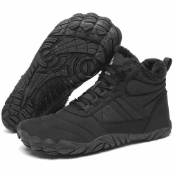 Mishansha Winter Barfußschuhe Bequem Warm Gefüttert Winterschuhe mit Breite Zehenbox, Gr.36-48 Schwarz 43 EU