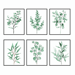 quiodok 6 Stück Grün Pflanzen Wandposter Aesthetic Poster Moderne Poster Set Pictures Aesthetic Room Decor Posters Bilderset 20 * 25cm für Schlafzimmer, Wohnzimmer, Flur (Ohne Rahmen)