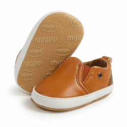 RVROVIC Baby Jungen Mädchen Sneaker Anti-Rutsch Oxford Loafer Flats Säugling Kleinkind PU Leder Weiche Sohle Baby Schuhe 0-6 Monate 6 Braun