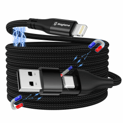 Magtame Magnetic Coiled Light_ning Kabel 2 in 1, Multi-Ladekabel, 1M USB A/C zu Light_ning Kabel Schnelles Laden PD 30W, geflochtenes Kabel MFi zertifiziert Kompatibel mit Phone 14 Pro 13 12 11 XR XS