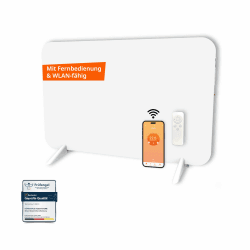 Könighaus 450W Smart 𝗗𝘂𝗮𝗹-𝗜𝗻𝗳𝗿𝗮𝗿𝗼𝘁𝗵𝗲𝗶𝘇𝘂𝗻𝗴 - Standgerät/Wandmontage - WLAN App-Steuerung mit Fernbedienung - inkl. Handtuchhalter, Standfüße & Befestigungsmaterial - Farbe: Weiß 450 Watt - Weiß