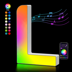 LED Buchstaben Lichter Alphabet, Led Leuchtbuchstabe Farblich Veränderbar mit USB-Netzteil, APP-Kontrolle, Dimmbar, Dekoration für Geburtstag Weihnachten Hochzeit Party Valentinstag - Buchstaben L