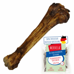MERVELA Pferdeknochen Unterbein | 100% Pferd pur | 1 Stück | Knochen vom Pferd getrocknet | Qualität aus Deutschland | ideal für hypoallergene, allergische und Sensible Hunde Pferd-Knochen