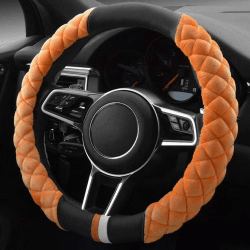 Auto Lenkradbezug Fall Winter Warm Plüsch weichen Plüsch Set Waren Auto Protector Universal Fell Rad Auto Wohnaccessoires Orange coffee