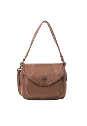 DreiMaster Damen Schultertasche aus Leder Kamel