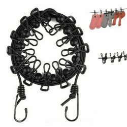 nuoshen Tragbare Wäscheleine, elastische verstellbare Wäscheleine Reisewäscheleine mit 12 Stück Klammern und 13 Stück Positionierung Wölbungen für Reise Urlaub Outdoor Camping Wohnheim(180-360cm)