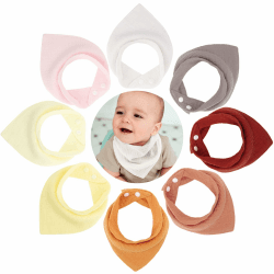 DRESHOW Baby Lätzchen 8 Pack Baby Bandana Super Saugfähige Sabberlätzchen für Unisex Jungen Mädchen 100% Baumwolle für Zahnen und Sabbern 8 Pcs Baby Bibs Set-02