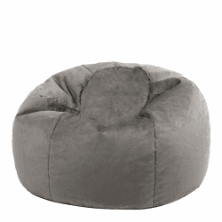 Icon Klassischer Sitzsack „Aurora“, Plüschsamt, Grau, Sitzsack Sessel für Erwachsene mit Füllung, Groß Sitzsäcke für das Wohnzimmer Anthrazitgrau Sitzsack