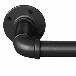 Eiiv7Panda Industrielle Vorhangstange, 1 Zoll (2,5 cm), schwarze Gardinenstange, Gardinenstange für den Außenbereich, Raumteiler, 183 – 365 cm, Schwarz Grand-184cm-365cm Schwarz