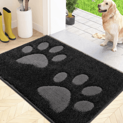 FCSDETAIL Schmutzfangmatte waschbar 60 x 90 cm, Fußmatte Innen, absorbierend Fussmatte, rutschfeste Sauberlaufmatte, wasserdicht Teppich für Hund, Eingang, nasse Pfoten Dunkel Holzkohle 60 x 90 cm