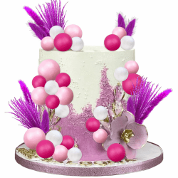 Boho Tortendeko Dekoration, Hot Pink Girl Kuchen Topper, Boho Tortenaufsatz, Boho Kuchendekoration, Boho Hasenschwanz Schilf Gras Kuchen Dekoration für Mädchen Pink Hochzeit Geburtstag Zubehör (Rosa)