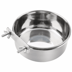 FTVOGUE Hängende verstellbare Lebensmittel Wasser Lebensmittel Futternapf Edelstahl Papagei Sittich Feeder Vogelkäfig Zubehör Trinkbecher(L)