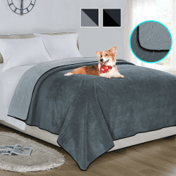 softan Waterproof Blanket Cover 230x230CM für Baby, Erwachsene, Hunde, Katzen oder andere Haustiere, 3-lagiger Schutz und 100% auslaufsichere Decke für Bett, Sofa, leicht zu reinigen, Charcoal & Black 178x230cm Holzkohle / Hellgrau