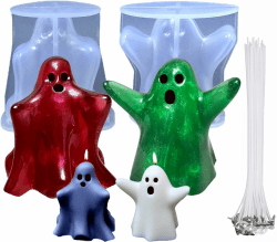 2 Stück Silikonform Kerzen,Halloween Ghost Kerzen Formen Silikon,Aroma Kerzenform zum DIY,Silikonform Kerzen-Gießen Formen,Silikon Epoxy Gießform,Kerzenformen zum Gießen für Dekoration,Seifenform
