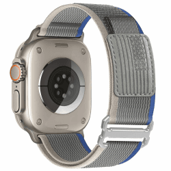 Trail Loop Nylon Armband Kompatibel mit Apple Watch Ultra 2/Ultra Armband 49mm 46mm 45mm 44mm für Männer Frauen, Sport Nylon Geflochtener Strap für iWatch Ultra 2/Ultra/Series 10 SE 9/8/7/6/5/4 Blue Gray