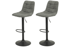 Apollo 2er Set Barhocker Bistrohocker Yvonne, Microfaser Grau, Trompetengestell Grau, höhenverstellbar mit Gasdruckfeder, 360° drehbar Grau 2er Set