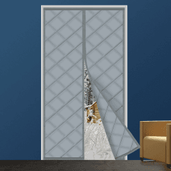 WENT Magnet Wärmeschutzvorhang für Türen 90x210 cm, Volle Größe, Thermo Türvorhang, Isolier Schutz Vorhang, Haustierfreundlich, Wasserdicht, Winddicht, Rauchgrau 90 x 210cm Rauchgrau