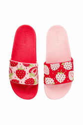 Dedoles Badeschuhe Damen Herren & Kinder Badesandalen lustige Designs Bücher Kaffee Party Pizza Fuchs Bär Lama Wolken Geschenk 38 EU Leckere Erdbeeren