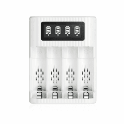 EBL Akku Ladegerät für AA AAA wiederaufladbare Batterien, tragbares LCD Akkuladegerät mit Schnellladefunktion, 2-Way-Laden Type C und Micro USB, Akkuladegerät AA AAA