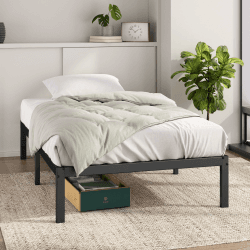 Zinus Elias Bett 90x200 cm - Höhe 36 cm mit Stauraum unter dem Bett - Metall-Plattformbettrahmen - Schwarz 90 x 200 cm Schwarz
