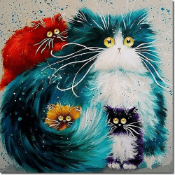 Fuumuui Malen Nach Zahlen Erwachsene und Kinder Anfänger Gemälde inklusive Pinsel und Acrylfarben 40 x 50 cm - Tiere, Katzen Katzen Ohne Rahmen