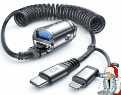 LISEN 90W USB Zigarettenanzünder Adapter Safety Certified Ladegerät für Auto Mini Metal Legierung KFZ USB Ladegerät Angeschlossenes 2-in-1-Kabel mit iPhone 15/14/13/12, Note 9/Galaxy S10/S9, iPad