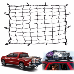 Kegoupdys Autonetz, Gepäcknetz Auto für Dachgepäckträger, Anhängernetz Dehnbares Bungee-Dachnetz, Universal Kofferraumnetz, Gepäckträgernetz Schutznetz mit 10 Haken, 90 x 120 cm Schwarz