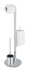 WENKO Edelstahl Stand WC-Garnitur Polvano, Toilettenpapier-Halter, Silikon WC-Bürste, Ersatzrollen-Halter