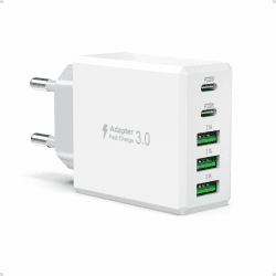 50W USB C Ladegerät, Gcstnn 5 Port 2USB A & 3USB C PD3.0 Schnellladegerät Mehrfach Ladestecker für iPhone 15 14 13 12 11 Pro Max/Pro/Plus,Pad,Samsung Galaxy S24 S23,Google Handys Netzteile Stecker Weiß