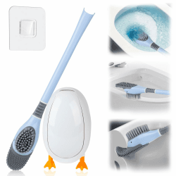 YAOZUP Klobürste Silikon, Toilettenbürste Silikon, Diving Duck Toilet Brush, WC Bürste & Klobürstenhalter, Silikon Toilettenbürste Ohne Bohren, Toiletten Bürste für Badezimmer/WC (Blau)
