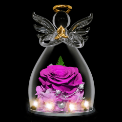 TECHSHARE Geschenke für Mama Weihnachten, Ewige Rose im Glas mit LED-Lichtern, Einzigartige Geschenke für Mama, Freundin oder Ehefrau am Valentinstag, Muttertag, Geburtstag, Weihnachten (Lila) Angel Purple Rose