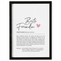 Definition Poster & Kunstdrucke | Weihnachtsgeschenke Beste Freundin Geschenke | Wandbilder Wohnzimmer | Weihnachten Geschenk Beste Freundin Geburtstag Wanddeko Deko Wohnzimmer DINA A4 mit Rahmen Beste Freundin | mit Rahmen | Schwarz