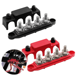 PACEWALKER 2PCS 250A Sammelschienen Verteilerblock BusBar Box mit 4 x M8 Anschlussbolzen Hochleistungsmodul 12V-48V DC Stromverteilungsblock Erdungsstrom für Auto RV Boat Yacht (Schwarz Rot)