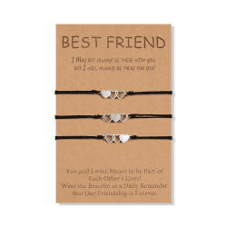 CheersLife 2/3/4/5 Stück Schwester Armband Bester Freund Armbänder Freundschaft Wunsch Armband Edelstahl passende Armbänder Geschenk für Mutter und Tochter Hollow Out Herz Armbänder B-Bester Freund-3 Stück
