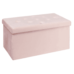 BRIAN & DANY Sitzbank mit Stauraum, Faltbar Sitzhocker Truhen Aufbewahrungsbox aus Samt, 76 x 38 x 38cm(Rosa)