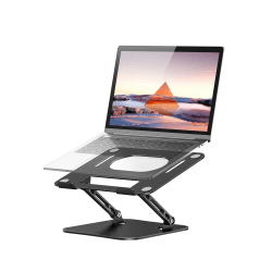 JOIOT Laptop Ständer Höhenverstellbar Laptop Stand Aluminium Laptopständer Faltbarer MacBook Ständer Belüfteter Laptop Halterung Schreibtisch Kompatibel mit Laptop/MacBook bis 16 Zoll Schwarz