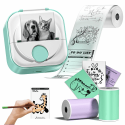 Itari Q02 Mini Drucker- Bluetooth Fotodrucker für Smartphone, Thermodrucker für Lernen, Schulsachen Aesthetic, Etikettendrucker für Notizen, Tagebuch, Memo, Foto, Journal, mit 3 Rollen Papier 1 Drucker + 3 Rollen Papier