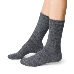 Steven Wollsocken Für Damen und Herren, 9% Alpaka, 56% Acyl, Warm und Bequem Unisex-Wadensocken, Thermoeffekt, Hausschuhe Und Socken Zum Wandern, Skifahren, Snowboarden 41-43 Melange grau
